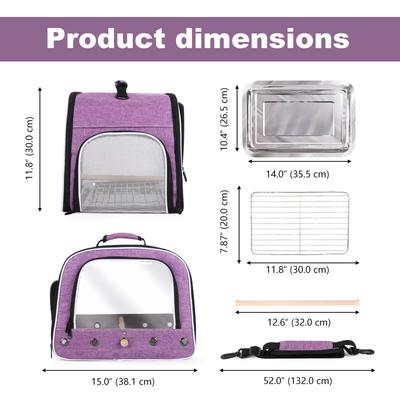 Show full view: Halinfer Travel Bird Carrier Cage, Purple slide 2 of 8