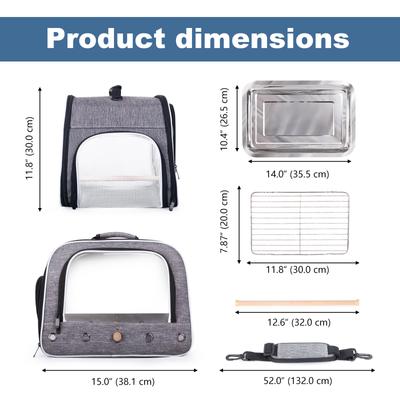 Show full view: Halinfer Travel Bird Carrier Cage, Grey slide 2 of 8