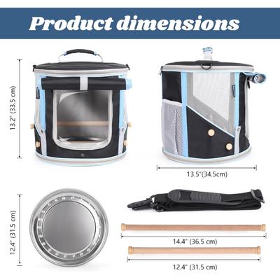 Show full view: Halinfer Cylindrical Portable Bird Carrier Cage, Black slide 2 of 8