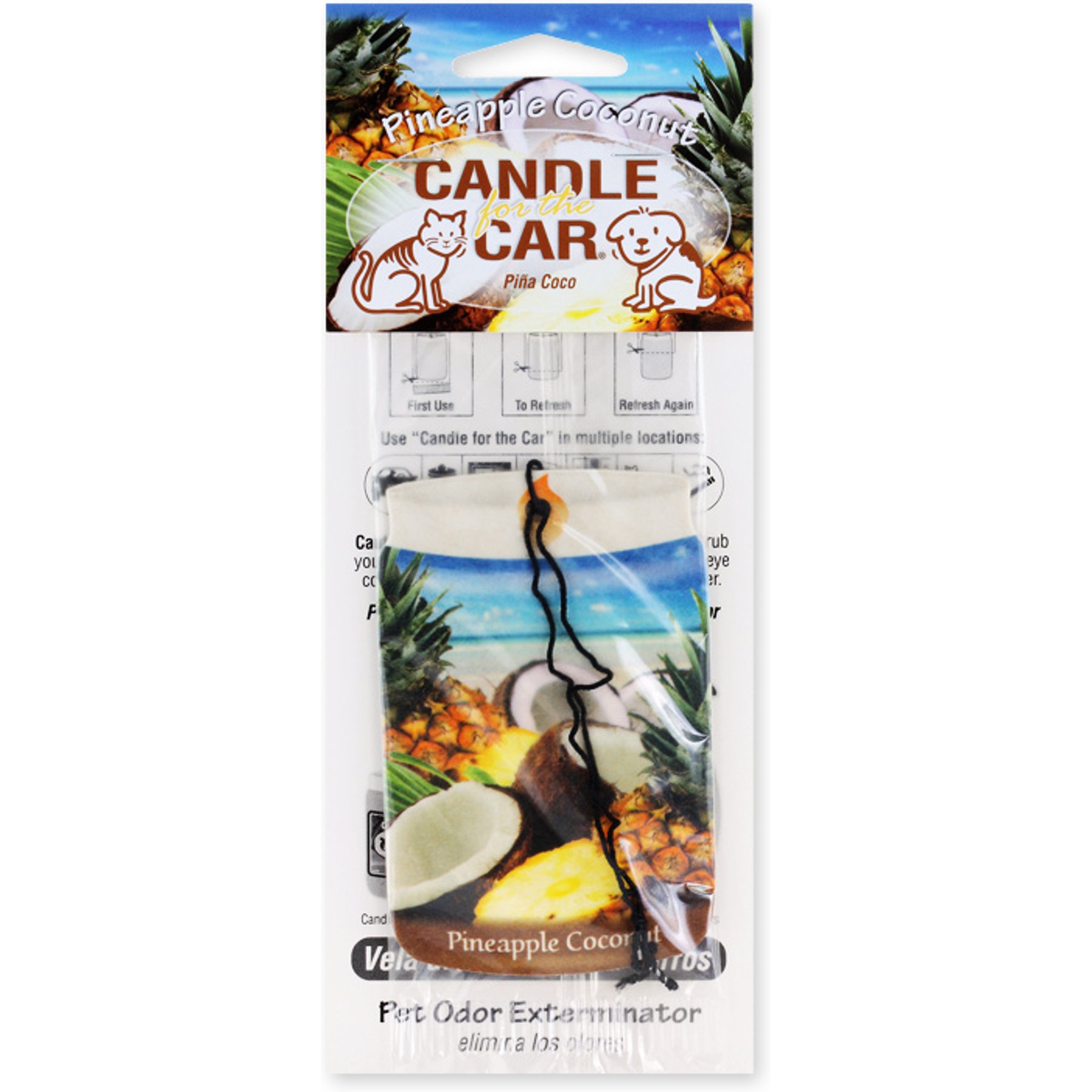 Pet Odor Exterminator Pineapple Coconut Car Hanger Dog, Cat & Small Pet Deodorizer, 0.25-oz bag