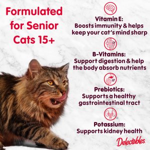 Hartz Delectables Lickable Treat Bisque for Senior 15+ Tuna & Chicken Lickable Cat Treats, 1.4-oz, case of 12
