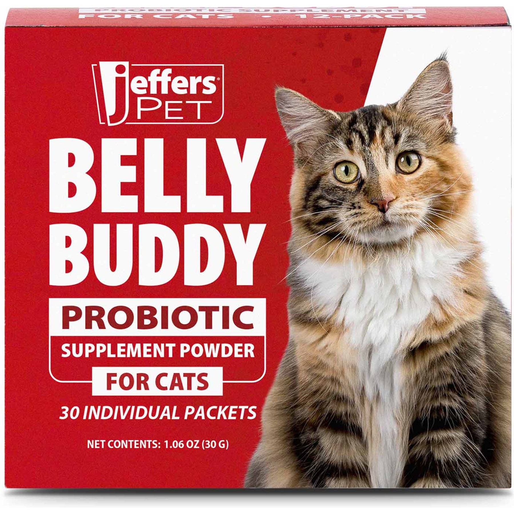 Jeffers Belly Buddy Probiotic Packets Digestive Aid Powder Supplement for Cats, 30 count