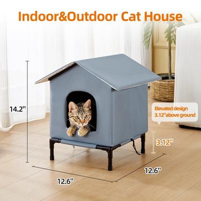 Show full view: Kylinsure Weatherproof Feral Outdoor Dog & Cat House with Escape Door & Elevated Feet, Grey, Medium slide 6 of 6