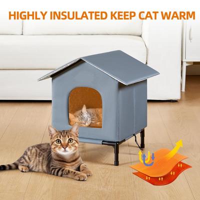 Show full view: Kylinsure Weatherproof Feral Outdoor Dog & Cat House with Escape Door & Elevated Feet, Grey, Medium slide 3 of 6