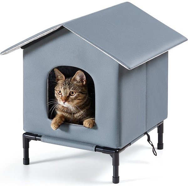 Show full view: Kylinsure Weatherproof Feral Outdoor Dog & Cat House with Escape Door & Elevated Feet, Grey, Medium slide 1 of 6