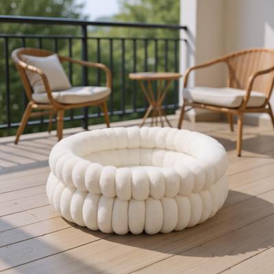 Show full view: Kylinsure Super Soft Plush Faux Fur Orthopedic Round Dog & Cat Bed with Anti-Slip Bottom, Cream, Medium: 24-in slide 8 of 10