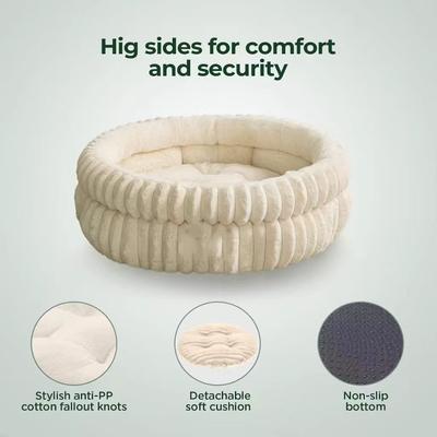 Show full view: Kylinsure Super Soft Plush Faux Fur Orthopedic Round Dog & Cat Bed with Anti-Slip Bottom, Cream, Medium: 24-in slide 4 of 10