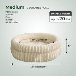 Kylinsure Super Soft Plush Faux Fur Orthopedic Round Dog & Cat Bed with Anti-Slip Bottom, Cream, Medium: 24-in slide 2 of 9