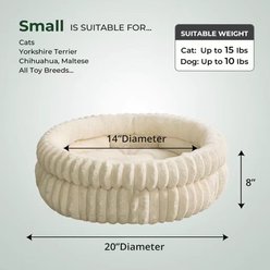 Kylinsure Super Soft Plush Faux Fur Orthopedic Round Dog & Cat Bed with Anti-Slip Bottom, Cream, Small: 20-in slide 2 of 9