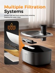 Pokpet Stainless Steel Dog & Cat Water Fountain, Black, 2.6-gal slide 2 of 9