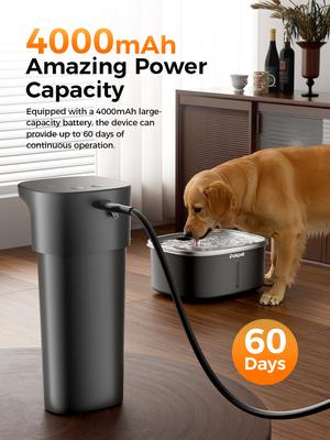 Show full view: Pokpet Stainless Steel Dog & Cat Water Fountain, Black, 2.6-gal slide 5 of 12