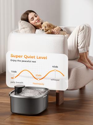 Show full view: Pokpet Stainless Steel Dog & Cat Water Fountain, Black, 2.6-gal slide 8 of 12