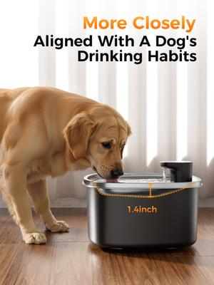 Show full view: Pokpet Stainless Steel Dog & Cat Water Fountain, Black, 2.6-gal slide 7 of 12