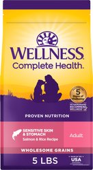 Wellness Complete Health Sensitive Skin & Stomach Natural Adult Salmon & Rice Recipe Dry Dog Food, 5-lb bag
