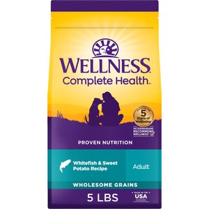Wellness Complete Health Adult Whitefish & Sweet Potato Recipe Dry Dog Food, 5-lb bag