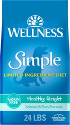 Wellness Simple Limited Ingredient Diet Grain-Free Healthy Weight Salmon & Peas Formula Dry Dog Food, 24-lb bag