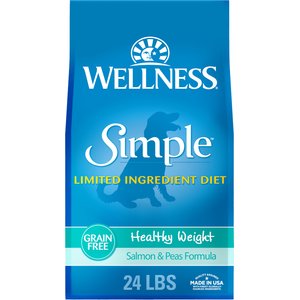 Wellness Simple Limited Ingredient Diet Grain-Free Healthy Weight Salmon & Peas Formula Dry Dog Food, 24-lb bag