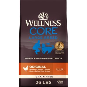Wellness CORE Grain-Free Large Breed Chicken & Turkey Recipe Natural Dry Dog Food, 26-lb bag