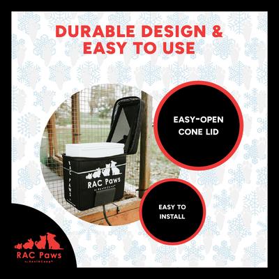 Show full view: RAC Paws by RentACoop Zero Chill Heated Small Animal Waterer with Insulated Cover, 64-oz slide 7 of 10