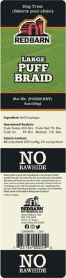 Show full view: Redbarn Puff Braid Beef Esophagus Large Dog Treat, 1 count slide 3 of 10