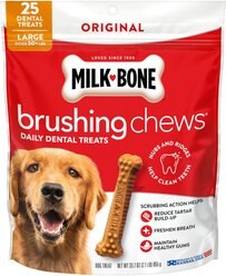 Milk-Bone Brushing Chews Large Original Chicken Flavored Daily Dental Dog Treats, 25 count