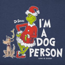 LIFE IS GOOD Christmas Women's I'm a Dog Person Grinch Long Sleeve Crusher Tee, Darkest Blue, XXX-Large slide 2 of 2