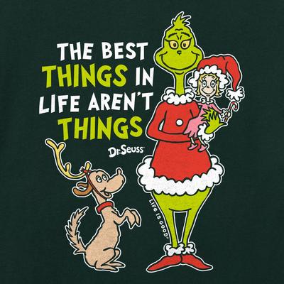 Show full view: LIFE IS GOOD Christmas Men's The Best Things Grinch Long Sleeve Crusher Tee, Treeline Green, Small slide 2 of 2