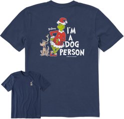 LIFE IS GOOD Men's I'm a Dog Person Grinch Short Sleeve Crusher Tee, Darkest Blue, X-Large