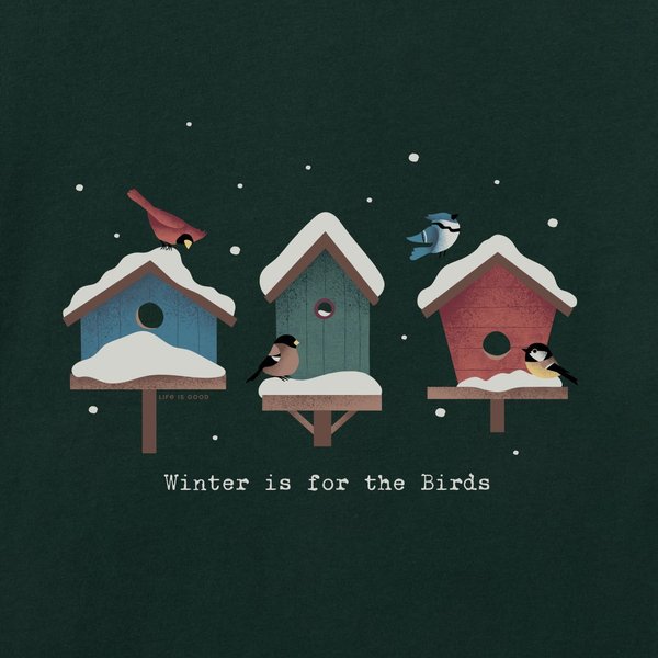 Show full view: LIFE IS GOOD Women's Winter is for the Birds Houses Long Sleeve Crusher Tee, Treeline Green, XXX-Large slide 2 of 2