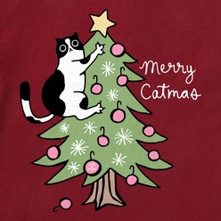 LIFE IS GOOD Christmas Women's Merry Catmas Climber Short Sleeve Crusher Tee, Adirondack Red, X-Small slide 2 of 2