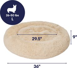 Frisco Long Faux Fur Donut Cat & Dog Bed, Sand, Large slide 2 of 8