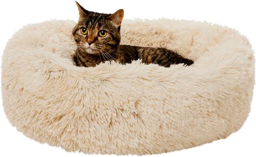 Show full view: Frisco Long Faux Fur Donut Cat & Dog Bed, Sand, Small slide 4 of 11
