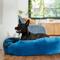 Show in main carousel: Frisco Velvet Round Bolster Dog Bed w/Removable Cover, Blue, Large slide 1 of 10