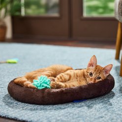 Frisco Self-Warming Bolster Kitten Bed, Brown slide 1 of 7