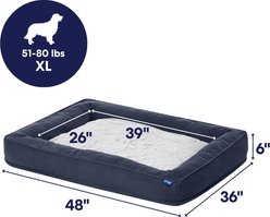 Frisco Faux Felt Orthopedic Bolster Dog & Cat Bed with Removable Cover, Gray, X-Large slide 2 of 8