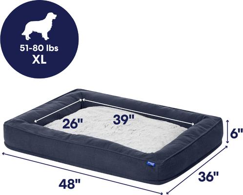 Show full view: Frisco Faux Felt Orthopedic Bolster Dog & Cat Bed with Removable Cover, Gray, X-Large slide 2 of 9