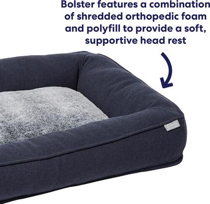 Show full view: Frisco Faux Felt Orthopedic Bolster Dog & Cat Bed with Removable Cover, Gray, Large slide 4 of 9