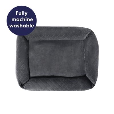 Show full view: Frisco Velvet Quilted Bolster Cat & Dog Bed, Gray, Medium slide 6 of 10