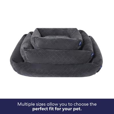 Show full view: Frisco Velvet Quilted Bolster Cat & Dog Bed, Gray, Small slide 7 of 10