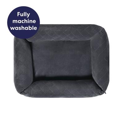 Show full view: Frisco Velvet Quilted Bolster Cat & Dog Bed, Gray, Small slide 6 of 10