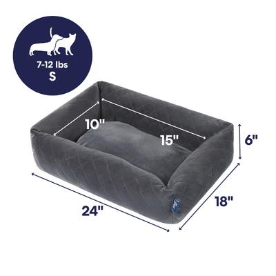 Show full view: Frisco Velvet Quilted Bolster Cat & Dog Bed, Gray, Small slide 2 of 10