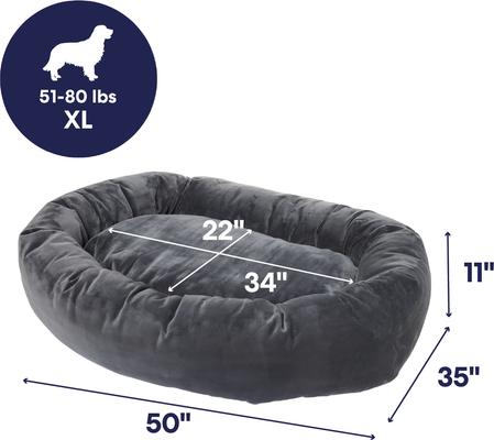 Show full view: Frisco Velvet Round Bolster Dog Bed w/Removable Cover, Gray, X-Large slide 2 of 9