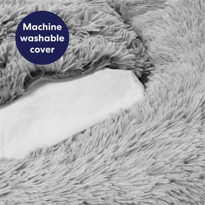 Show full view: Frisco Long Faux Fur Donut Cat & Dog Bed, Smoky Gray, X-Large slide 5 of 9