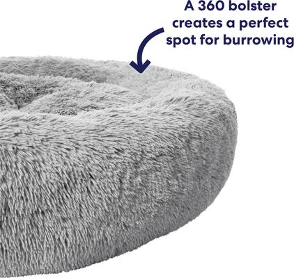 Show full view: Frisco Long Faux Fur Donut Cat & Dog Bed, Smoky Gray, X-Large slide 3 of 9