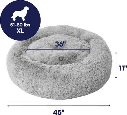 Show full view: Frisco Long Faux Fur Donut Cat & Dog Bed, Smoky Gray, X-Large slide 2 of 9