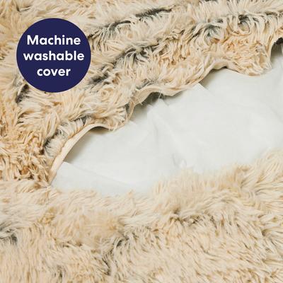 Show full view: Frisco Long Faux Fur Donut Cat & Dog Bed, Sand, X-Large slide 6 of 10