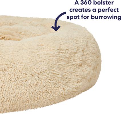 Show full view: Frisco Long Faux Fur Donut Cat & Dog Bed, Sand, X-Large slide 5 of 10