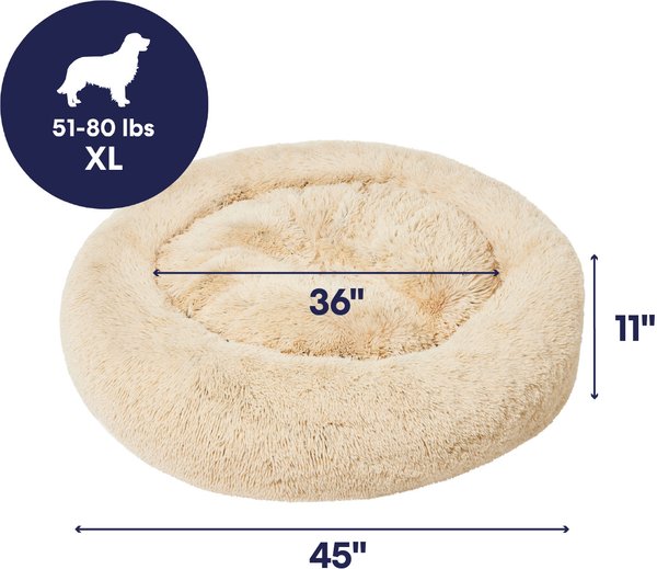 Show full view: Frisco Long Faux Fur Donut Cat & Dog Bed, Sand, X-Large slide 2 of 9