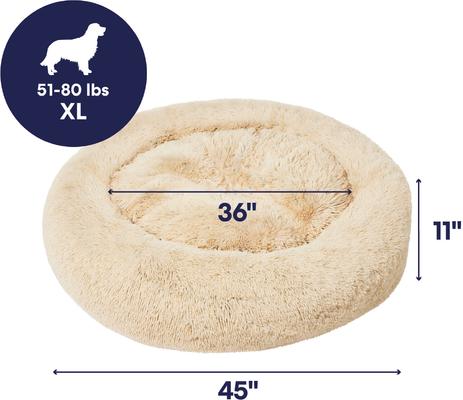 Show full view: Frisco Long Faux Fur Donut Cat & Dog Bed, Sand, X-Large slide 3 of 10