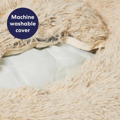 Show full view: Frisco Long Faux Fur Donut Cat & Dog Bed, Sand, Large slide 5 of 9